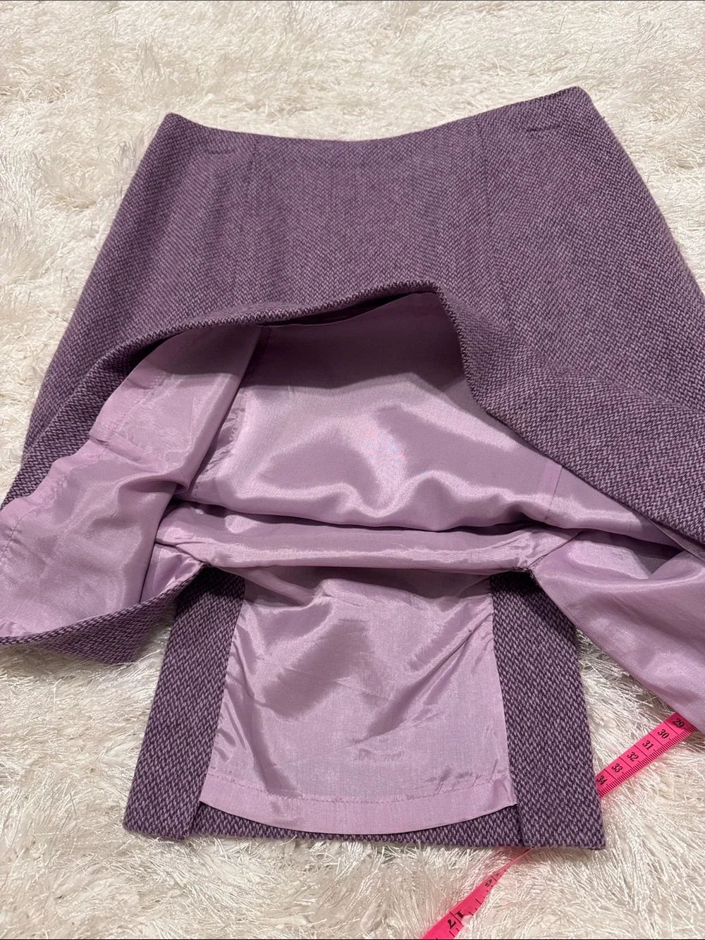 Women's Lavender Textured A-Line Wool Blend Skirt